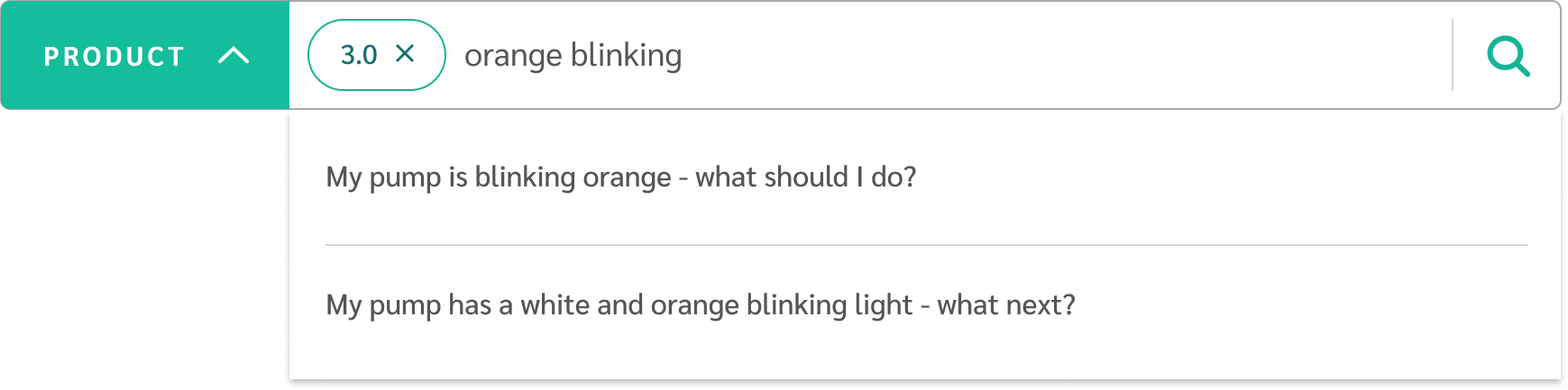 Advanced search feature that includes product selection filter and search within that product.