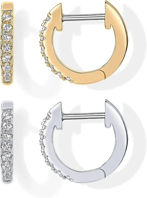 PAVOI 14K Gold Plated Cubic Zirconia Cuff Earrings Huggie Stud.jpg