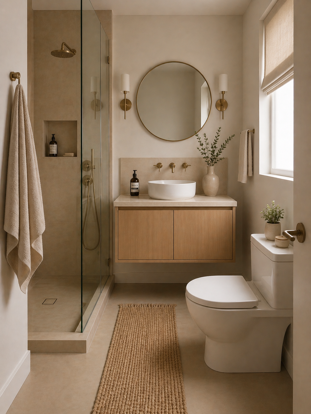 Small Bathroom Idea with Walk-In Shower and Wood Vanity.png