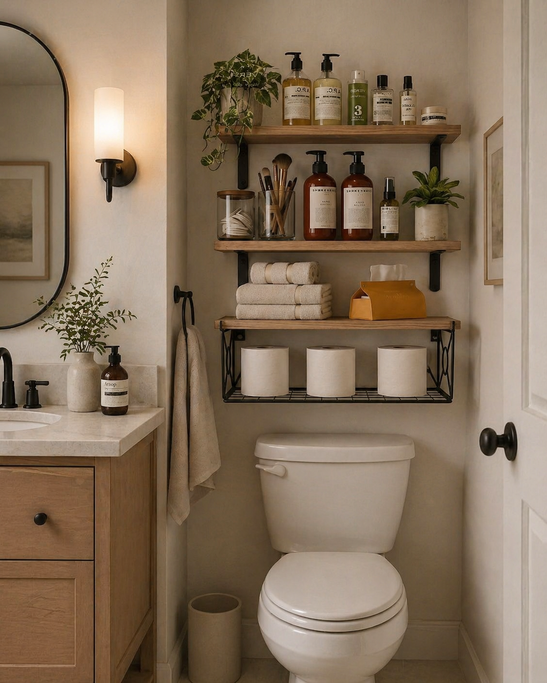 Bathroom Shelves Over Toilet with Storage Basket.png