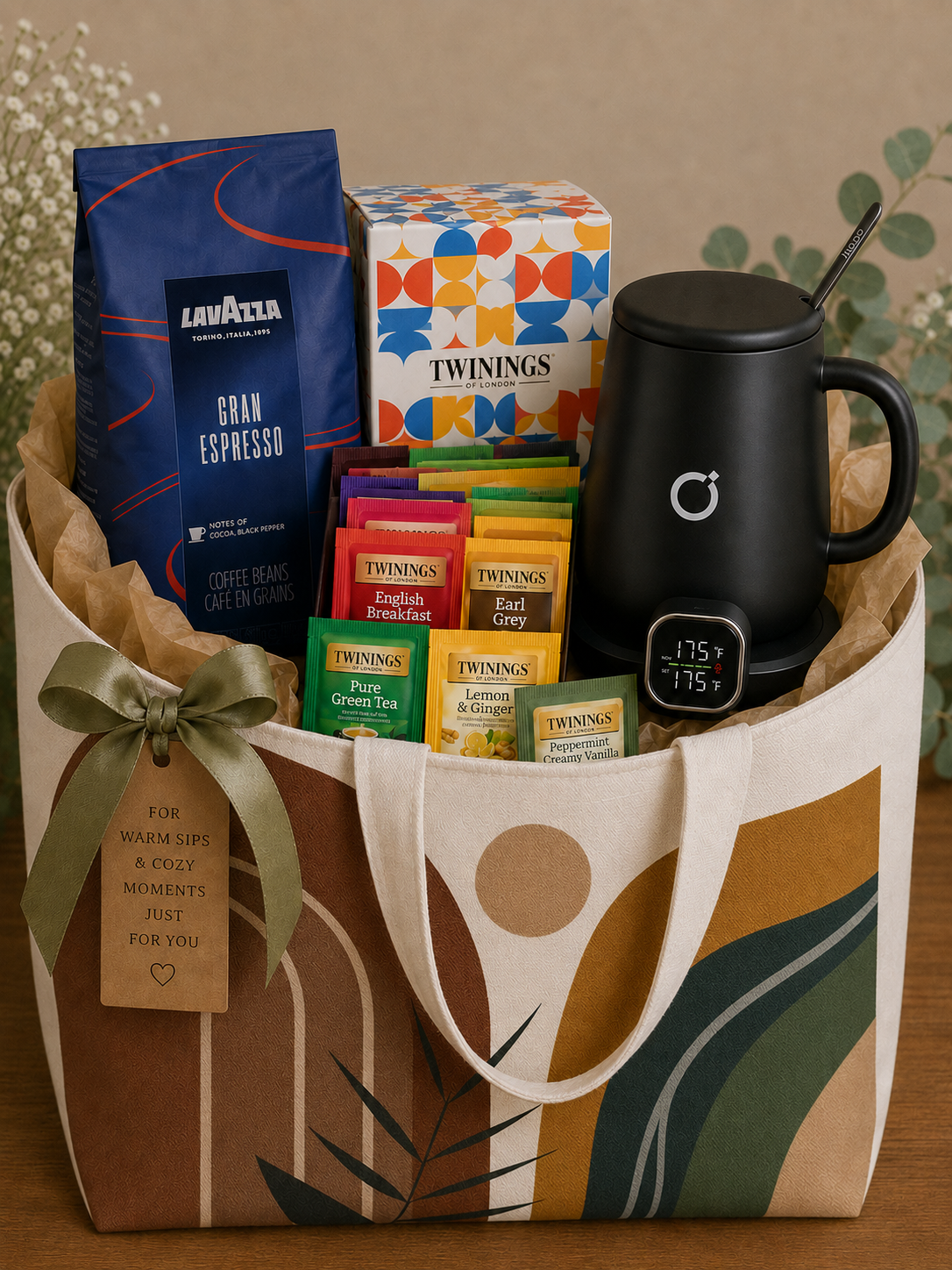 Cozy gift basket with tea and coffee.png