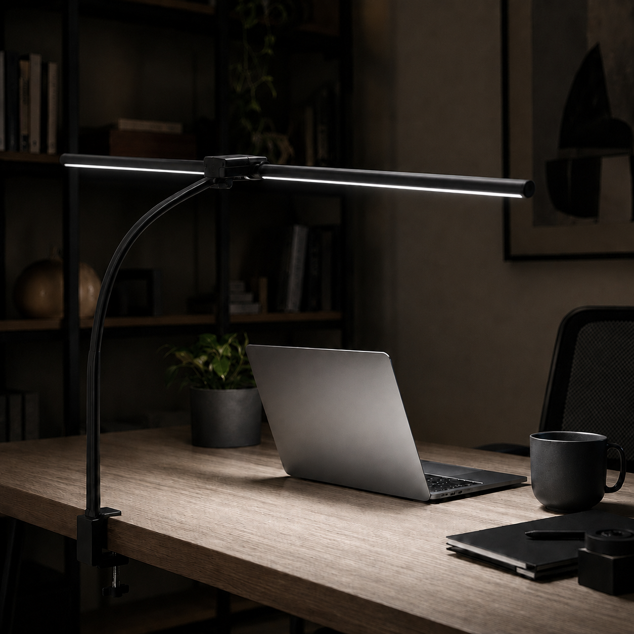 Minimalist moody home office at night.png