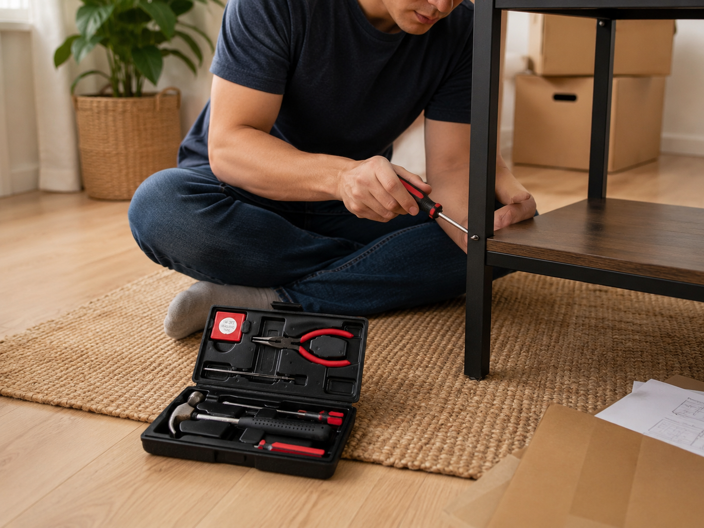 Modern living room workspace with tools1.png