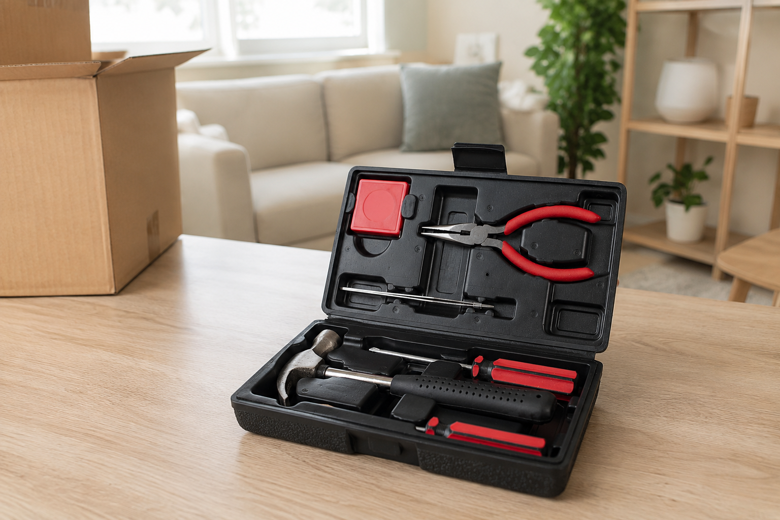 Modern living room workspace with tools.png