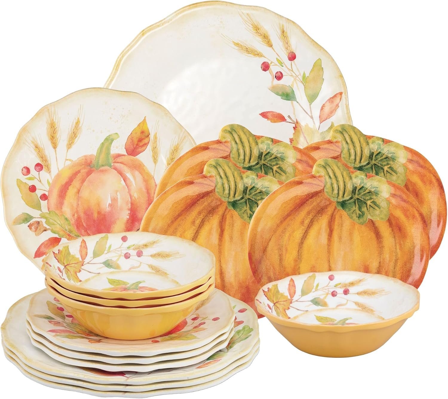 Piece Pumpkin Melamine Dinnerware Set.jpg