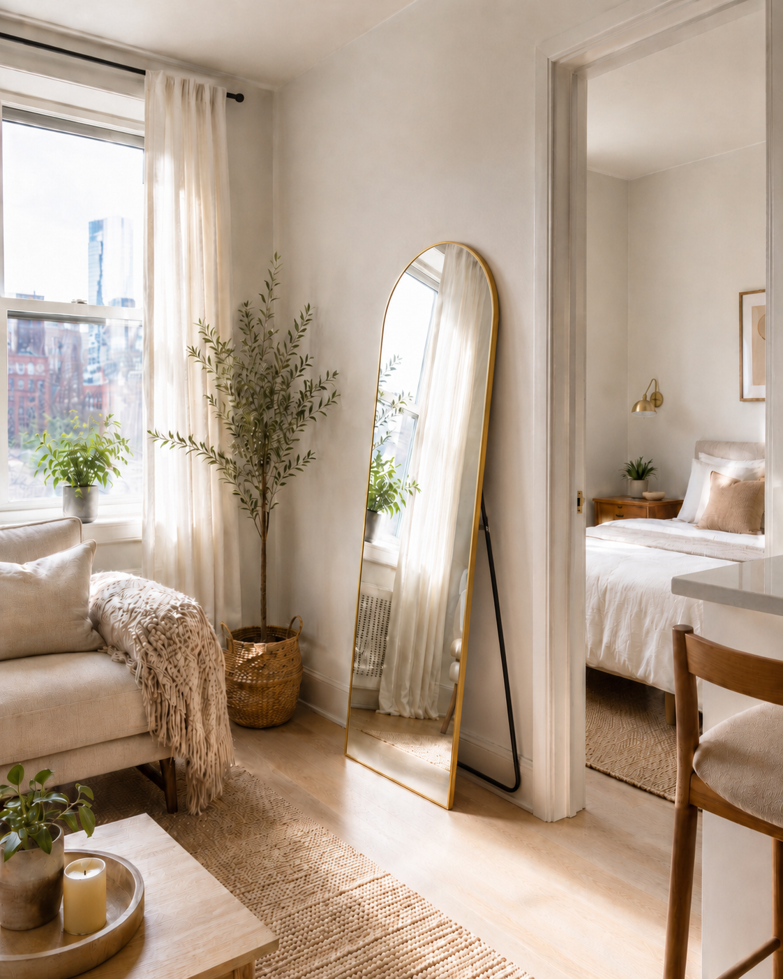 Cozy sunlit minimalist apartment interior.png