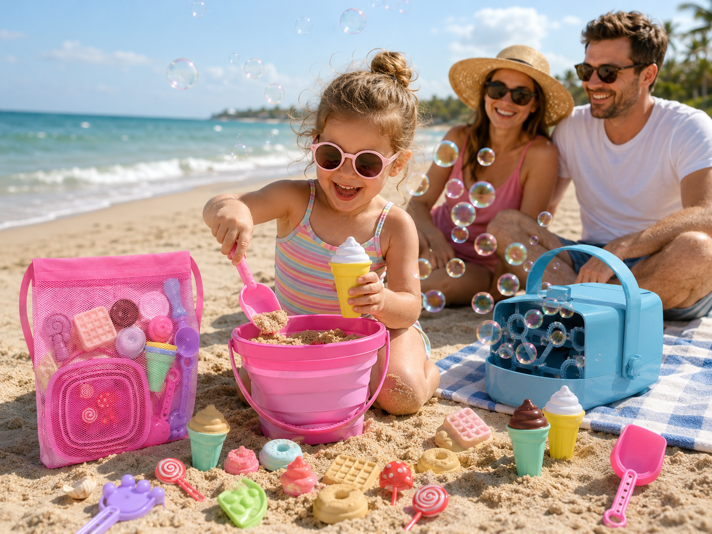 Fun beach day with bubbles and toys.png