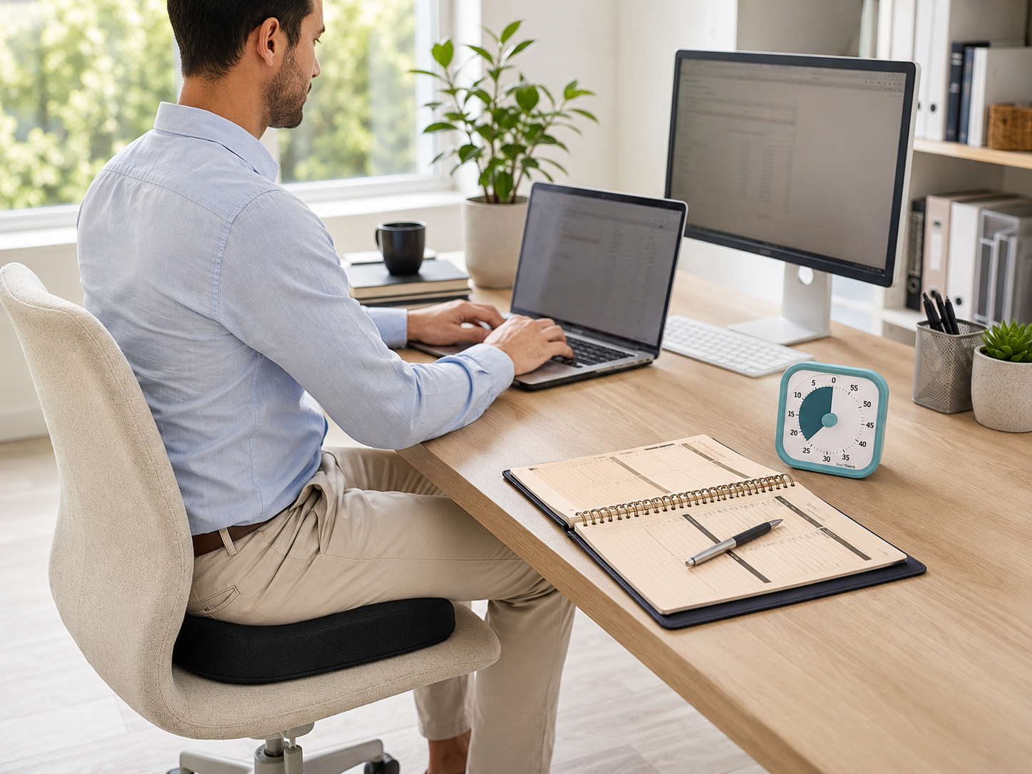 Man Working in a Bright Home Office.png