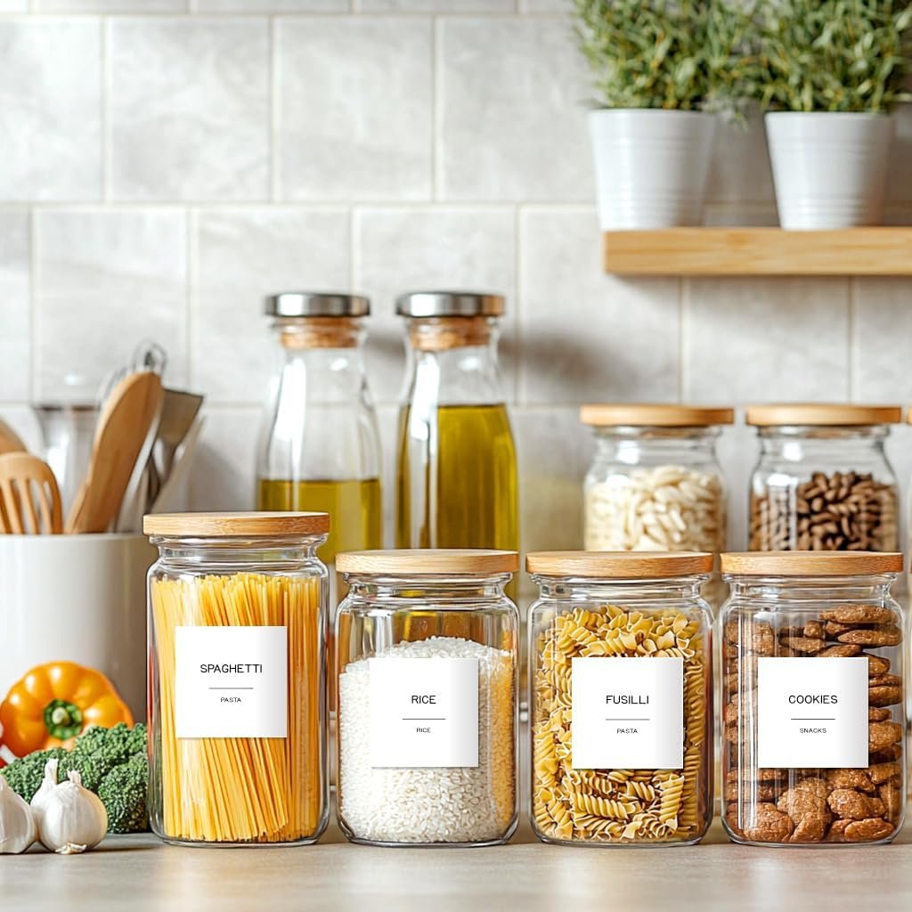 288 Pantry Labels for Food Containers, Preprinted Minimalist Waterproof Stickers for Organizing Storage Bins, Jars and Kitchen1.jpg