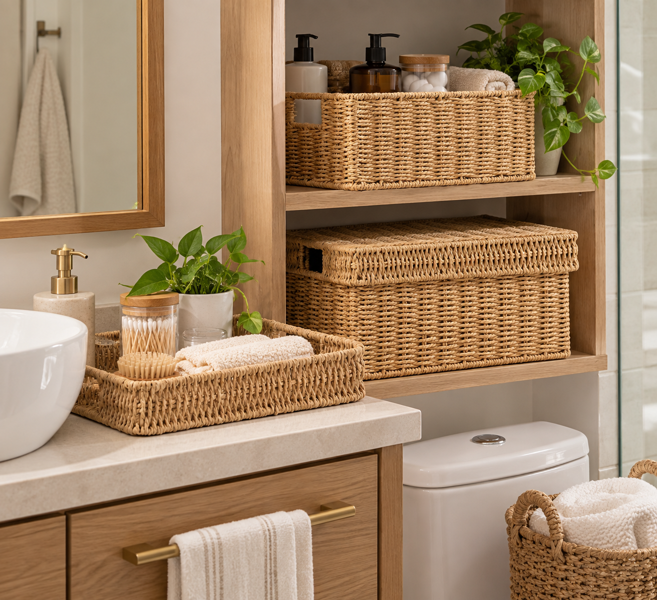  Storage Baskets with Lids for Shelves, 