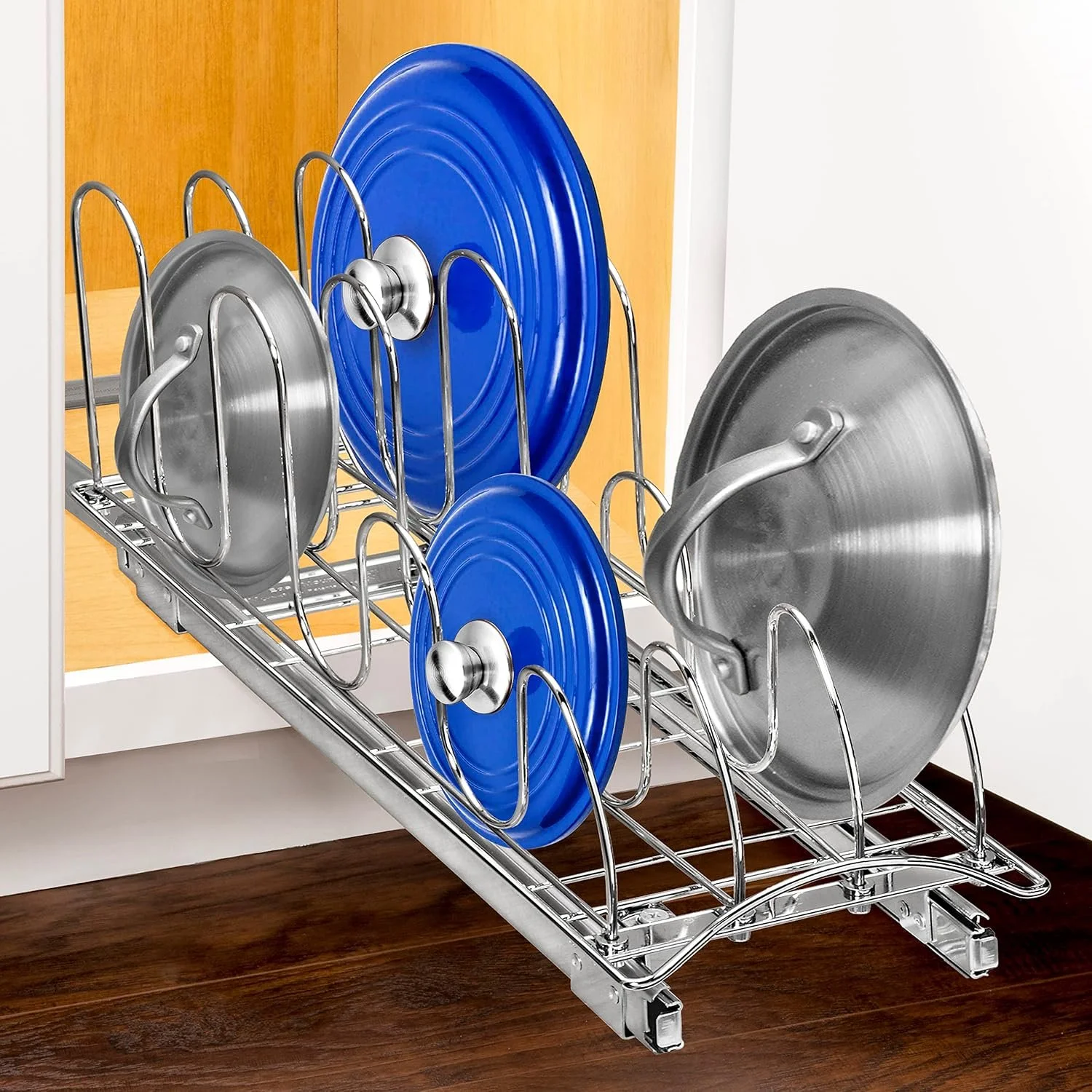  Pull Out Pot and Pan Lid Organizer Under Cabinet 