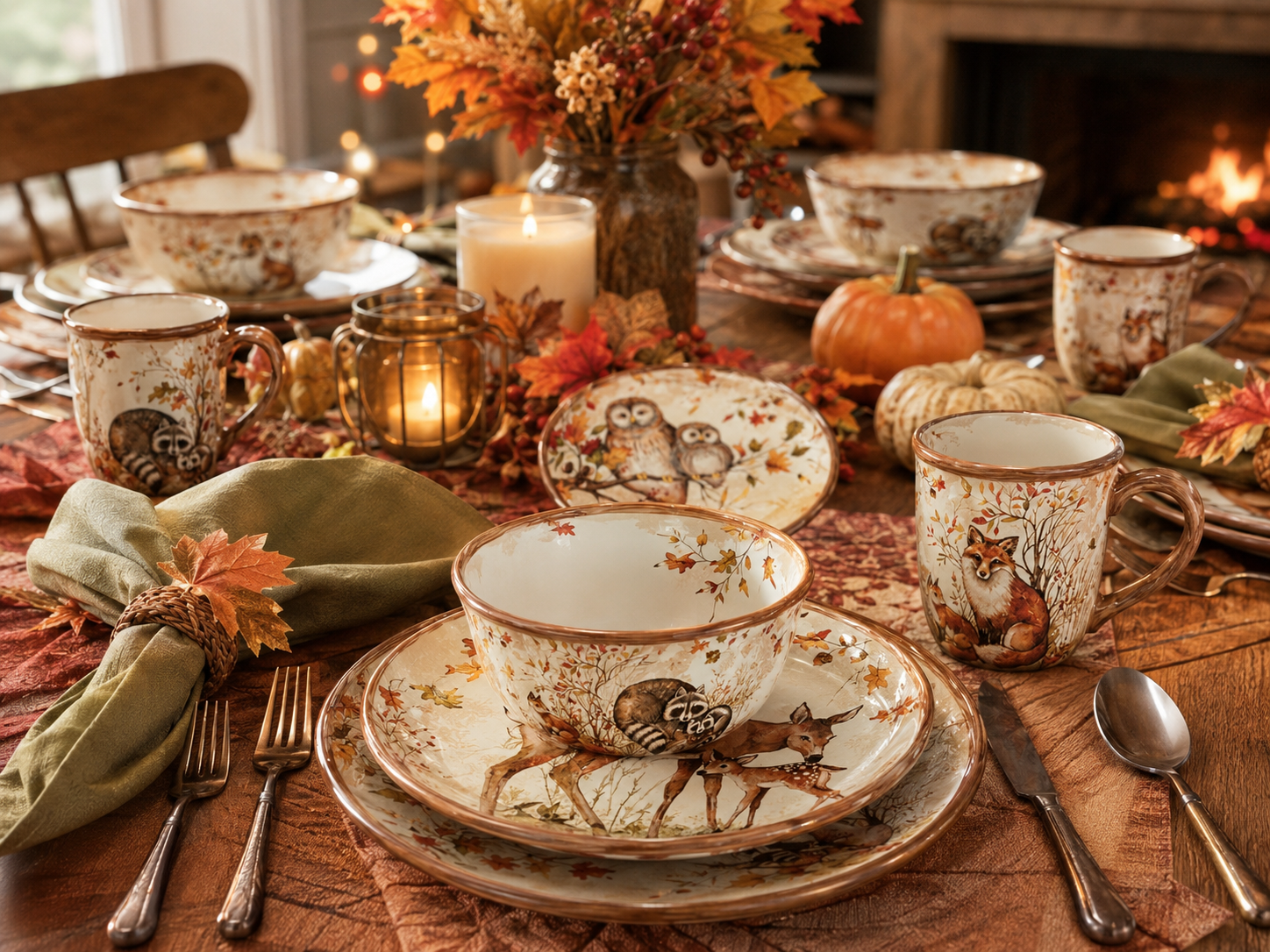 Cozy autumn woodland dining setting.png