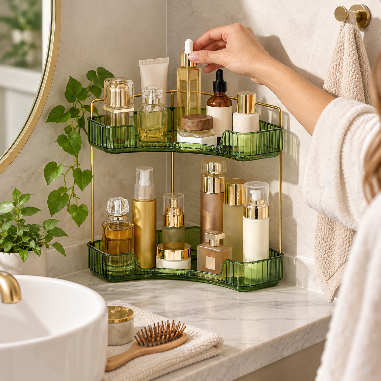 vanity organizer, corner organizer