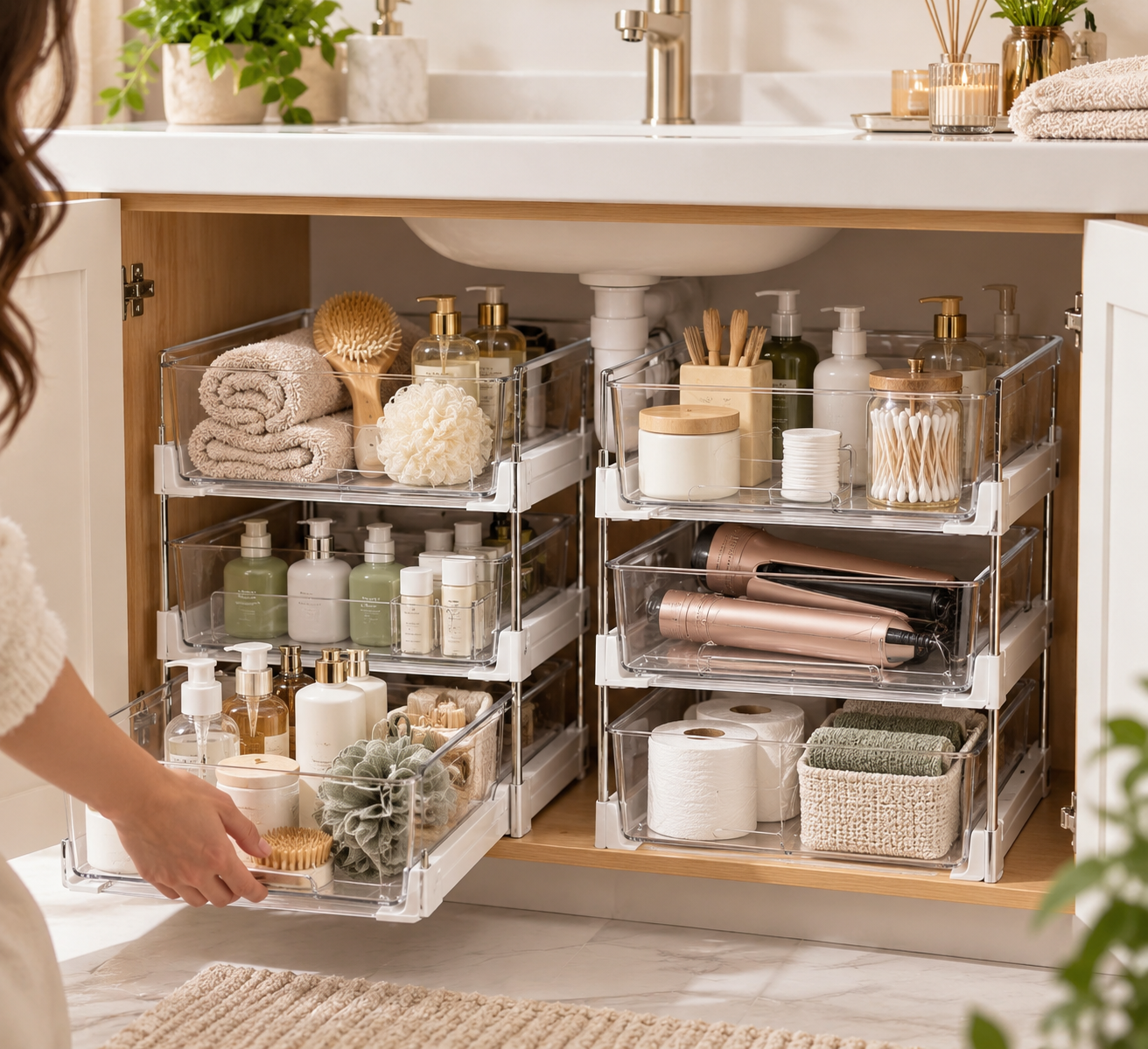 Pull Out Bathroom Under Sink Organizer