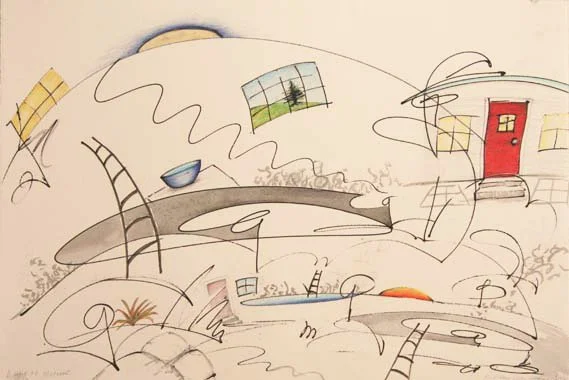 Find Your Way Home, 2006, 
Flashe and colored pencil on paper, 14 7/8 x 22 inches