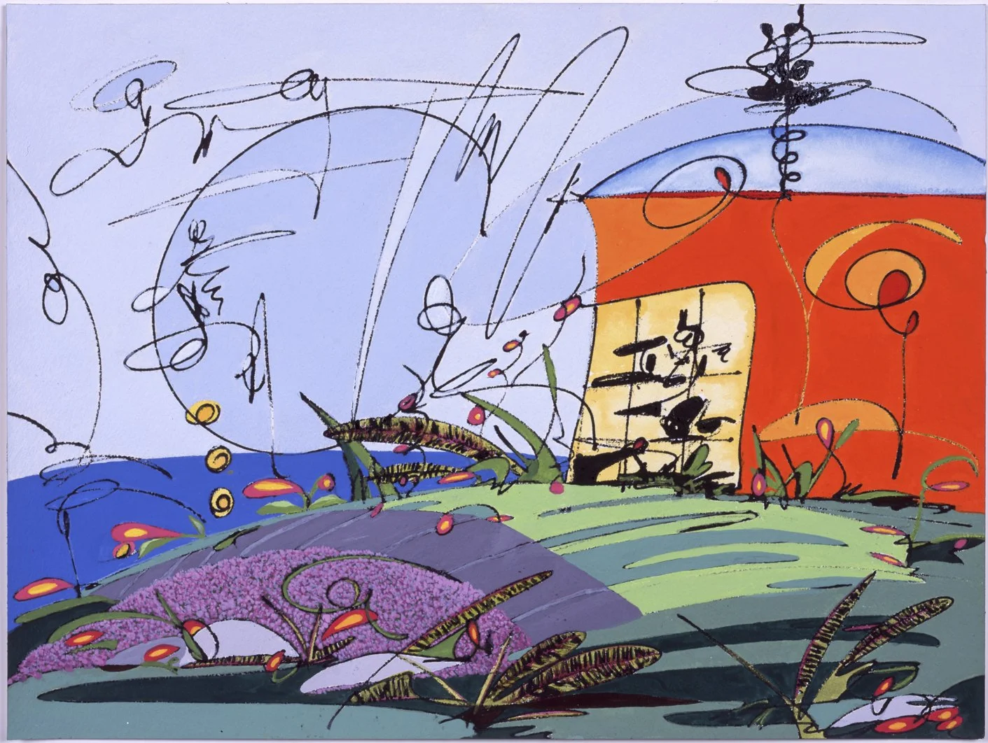 Turn It Up, 2001, 
Flashe on paper, 12 x 16 inches