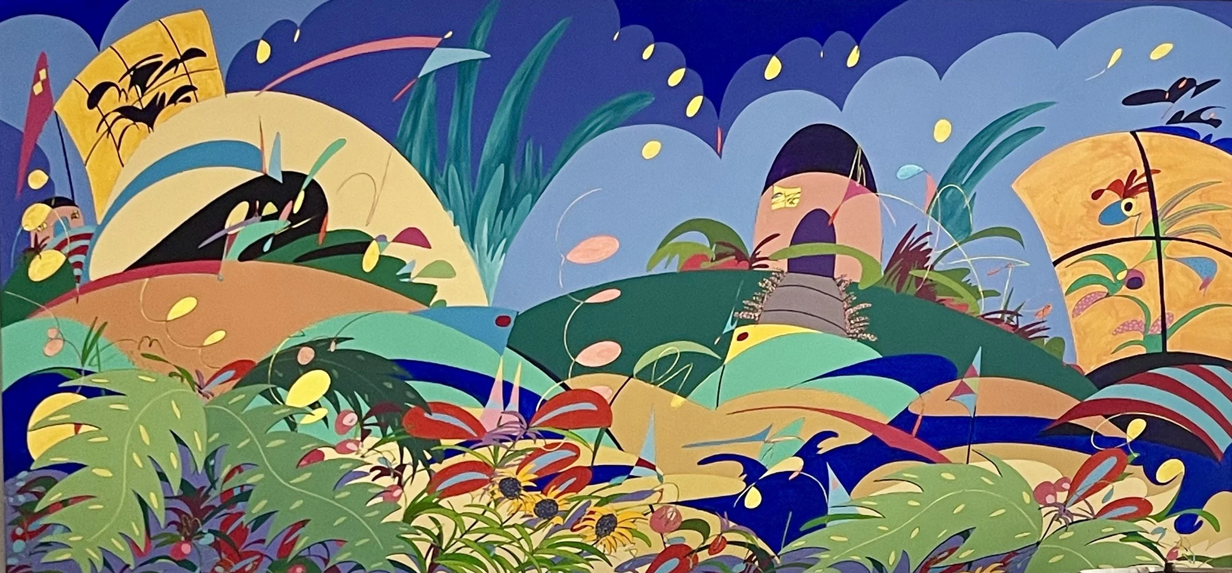 Book Your Flight Early, 1990, 
Flashe on canvas, 38 x 80 inches