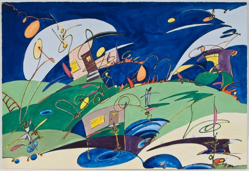 Keep The Lights On, 2008,
Flashe on paper, 14 7/8 x 22 inches