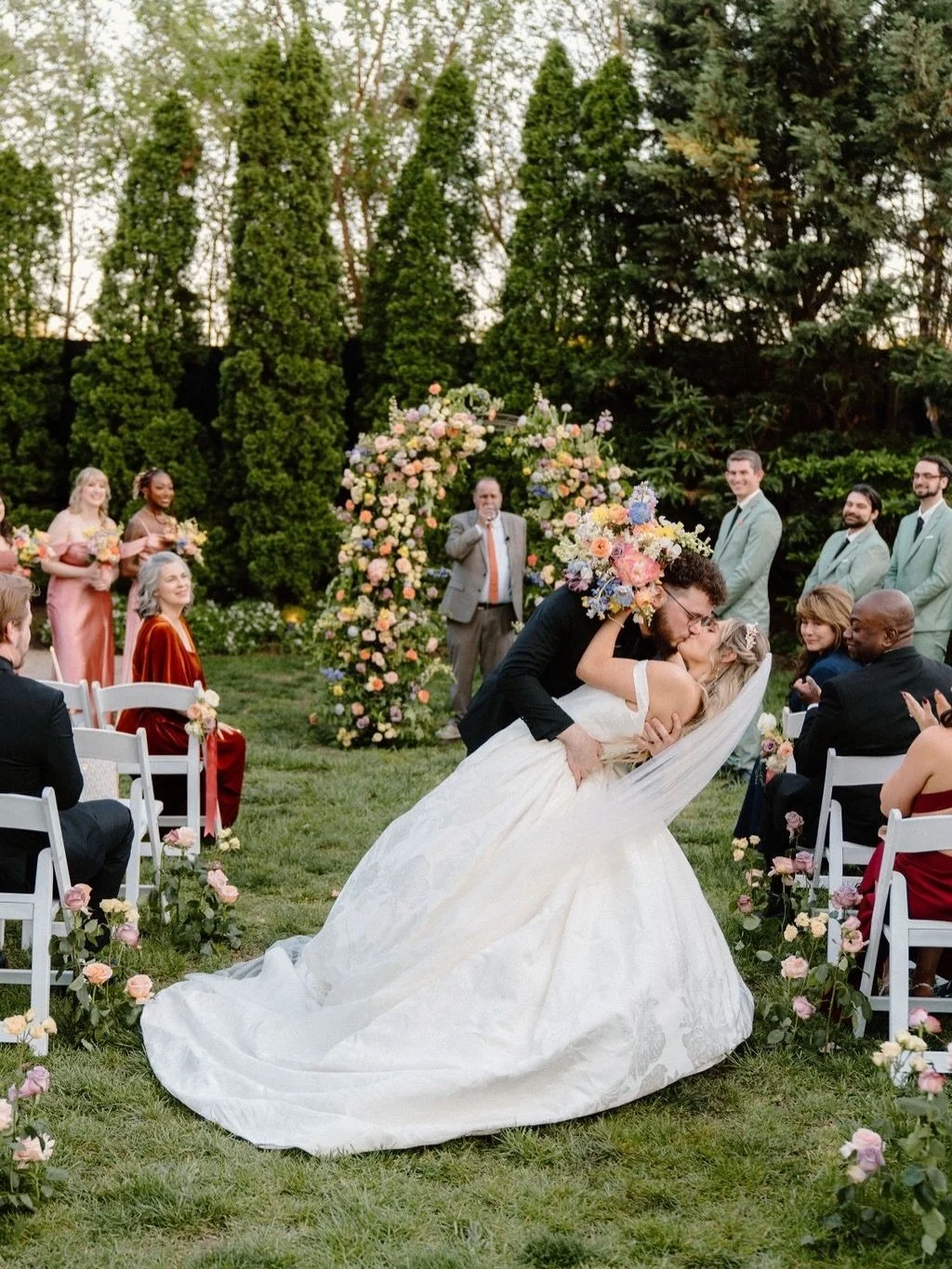 The new Mr. &amp; Mrs. 🌸
⠀⠀⠀⠀⠀⠀⠀⠀⠀
planning - @magnoliaweddingcompany 
floral design - @beautifulthingsfloralanddesign 
photography - @caseykingphoto 
beauty - @one10beauty_bridal 
venue - @thecordelle