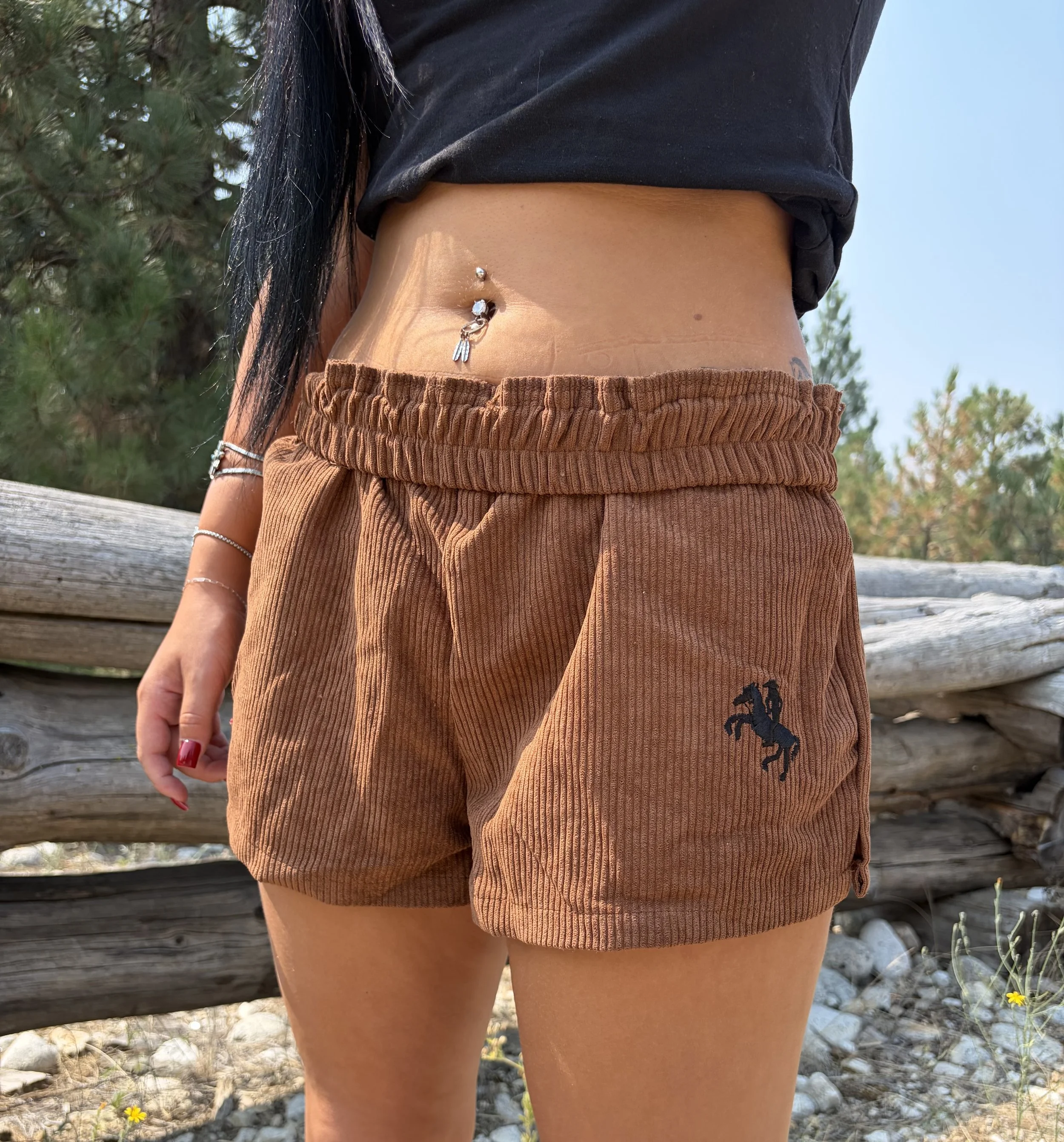 Corduroy Wild Horses Shorts - Medium