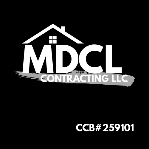 Logo for MDCL Contracting LLC with a house graphic and contact number