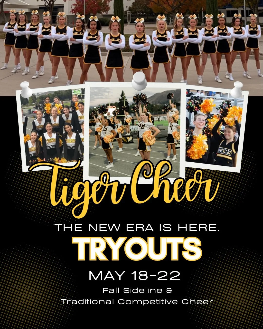 📣 A NEW ERA IS HERE: 2026-27 Tiger Cheer Tryouts! 📣
The program is expanding &amp; we want YOU to be part of the legacy! Whether you&rsquo;re a returning athlete or an incoming Freshman, it&rsquo;s time to bring your skills, energy, grit &amp; Tige