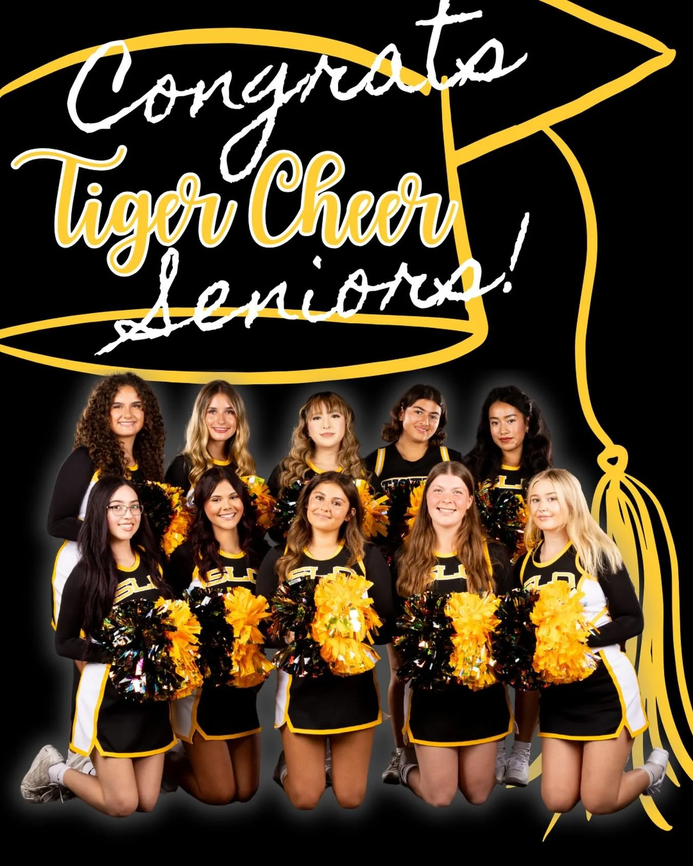 🐯🖤🏆 Congratulations Class of 2026!
A special shoutout to our Tiger Cheer seniors: 🎓✨
✨ Zyanna ✨ Yoselin ✨ Saira ✨ Sadie ✨ Ruby ✨ Delaney ✨ Daisy ✨ Carly ✨ Bella ✨ Anais
You poured your heart into this program &amp; this program is forever better 