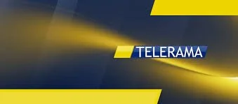 Schermata con il logo di Telerama su sfondo blu e giallo