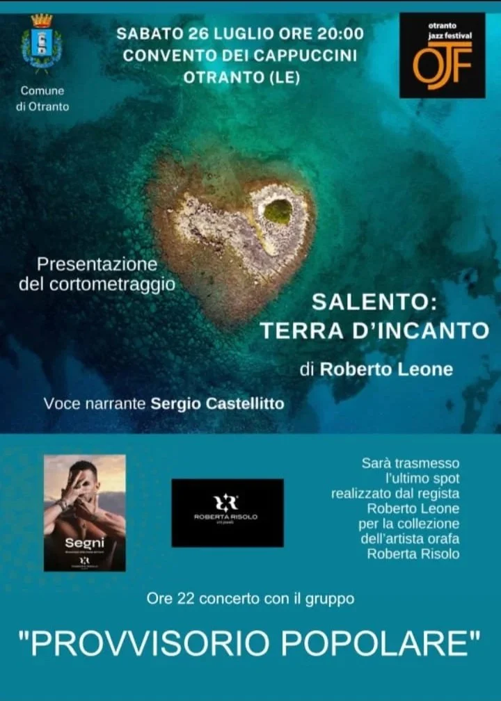 Locandina dell'evento culturale con dettagli su data, ora, luogo e programma, inclusa una presentazione di cortometraggio, un concerto e un'intervista.