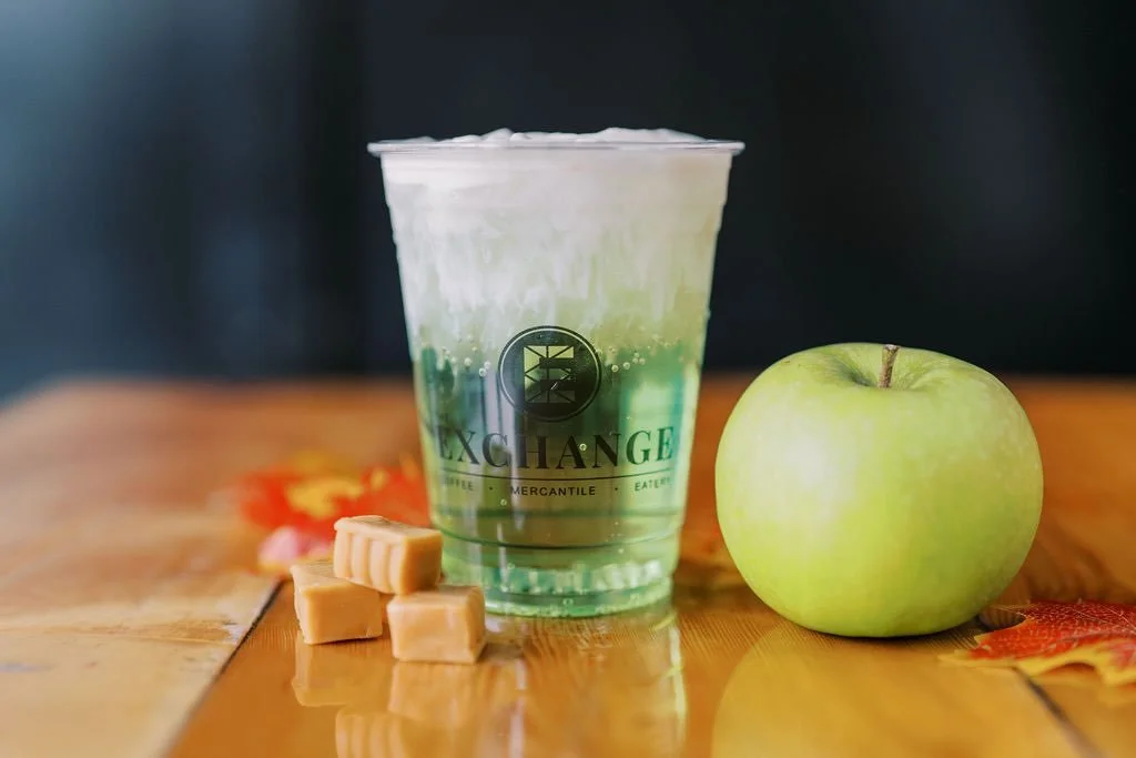 Want to get together with a &ldquo;I&rsquo;m not coffee&rdquo; person? We have the perfect thing for them:

SOUR CARAMEL APPLE LOTUS 
Lotus energy (plant based) | Green
Apple syrup | sparkling water | Caramel
cold foam

.
.
#theexchangecoffee #coffee