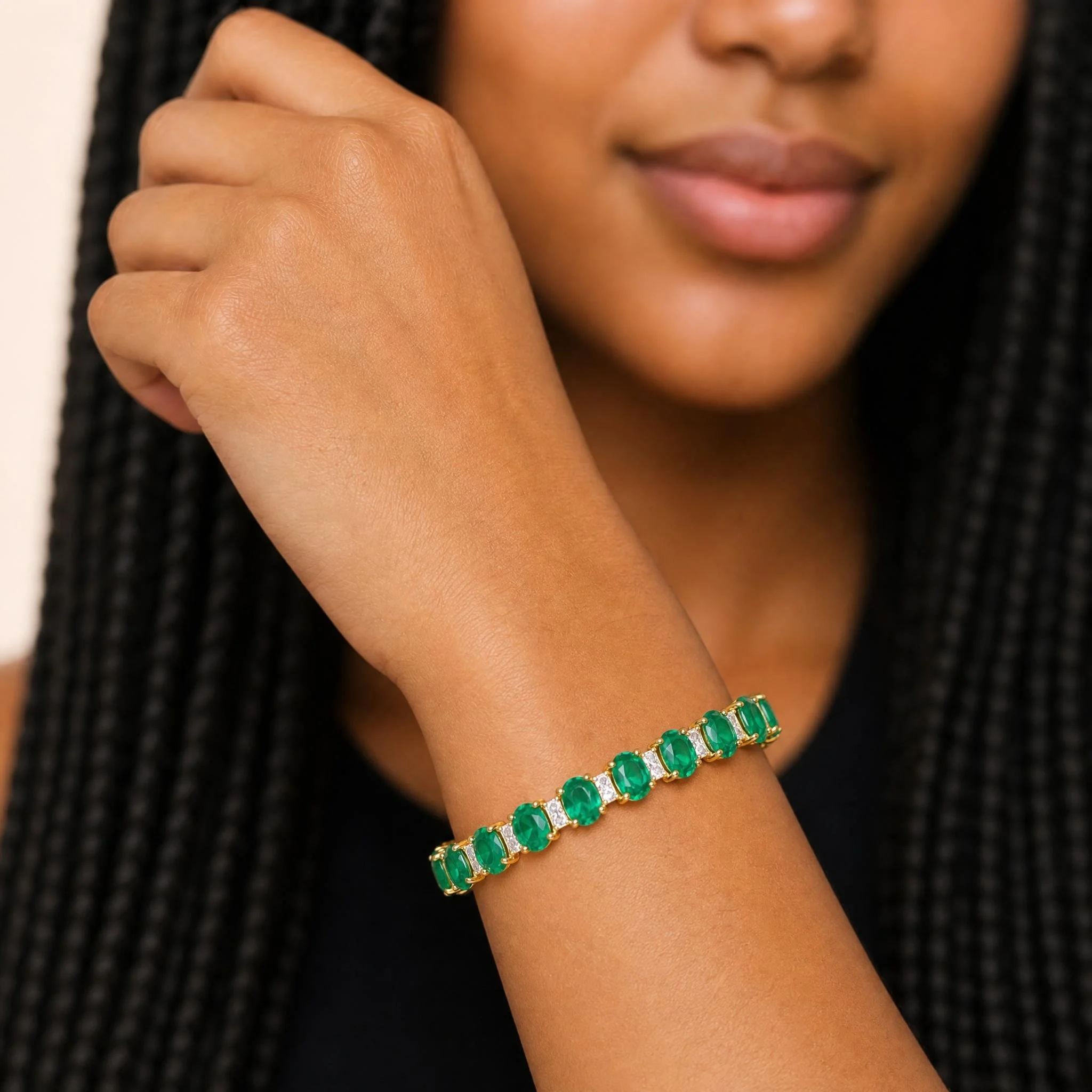 18K Gold Emerald & Diamond Tennis Bracelet 2.jpeg
