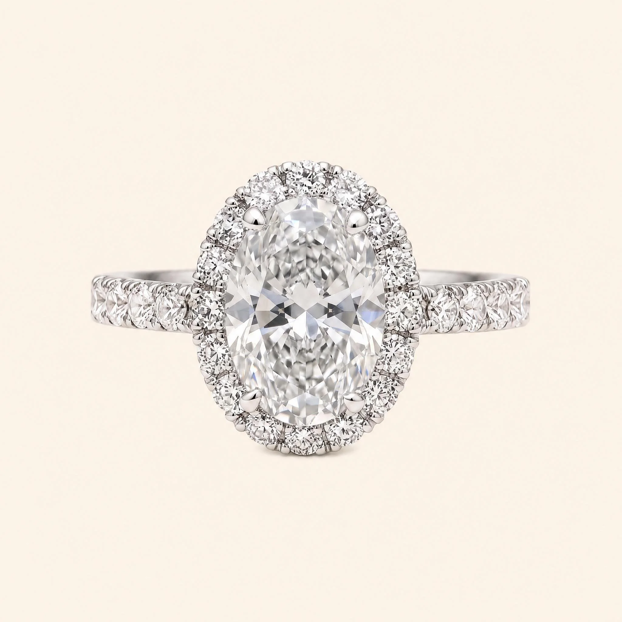 Oval Diamond Halo Engagement Ring