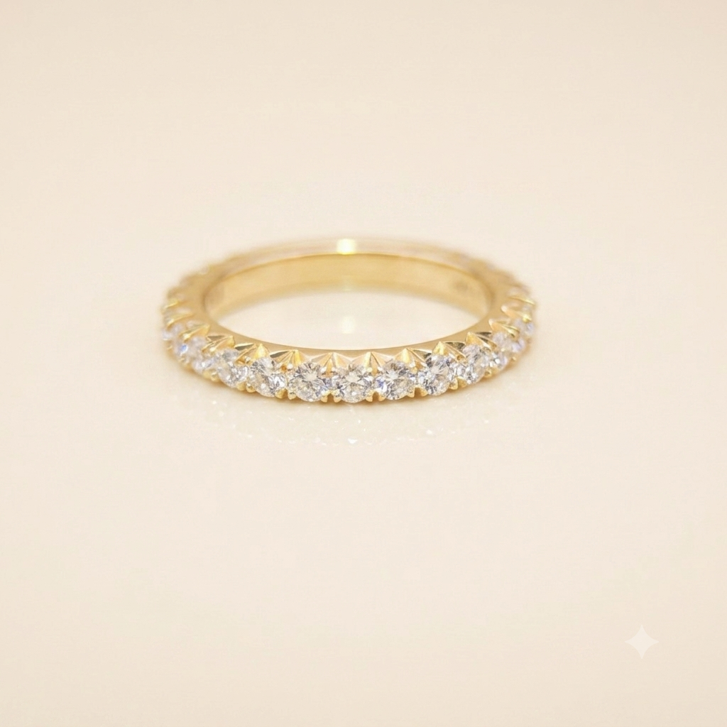 3/4 French Pave Wedding Band