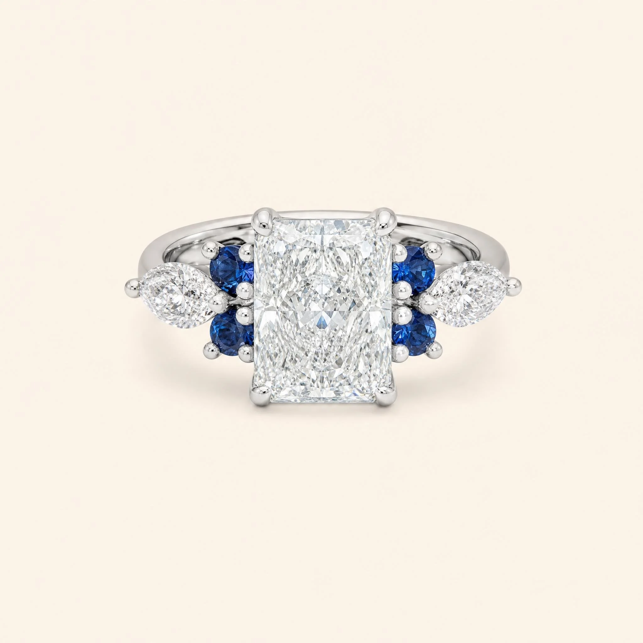 Blue Sapphire & Diamond Engagement Ring