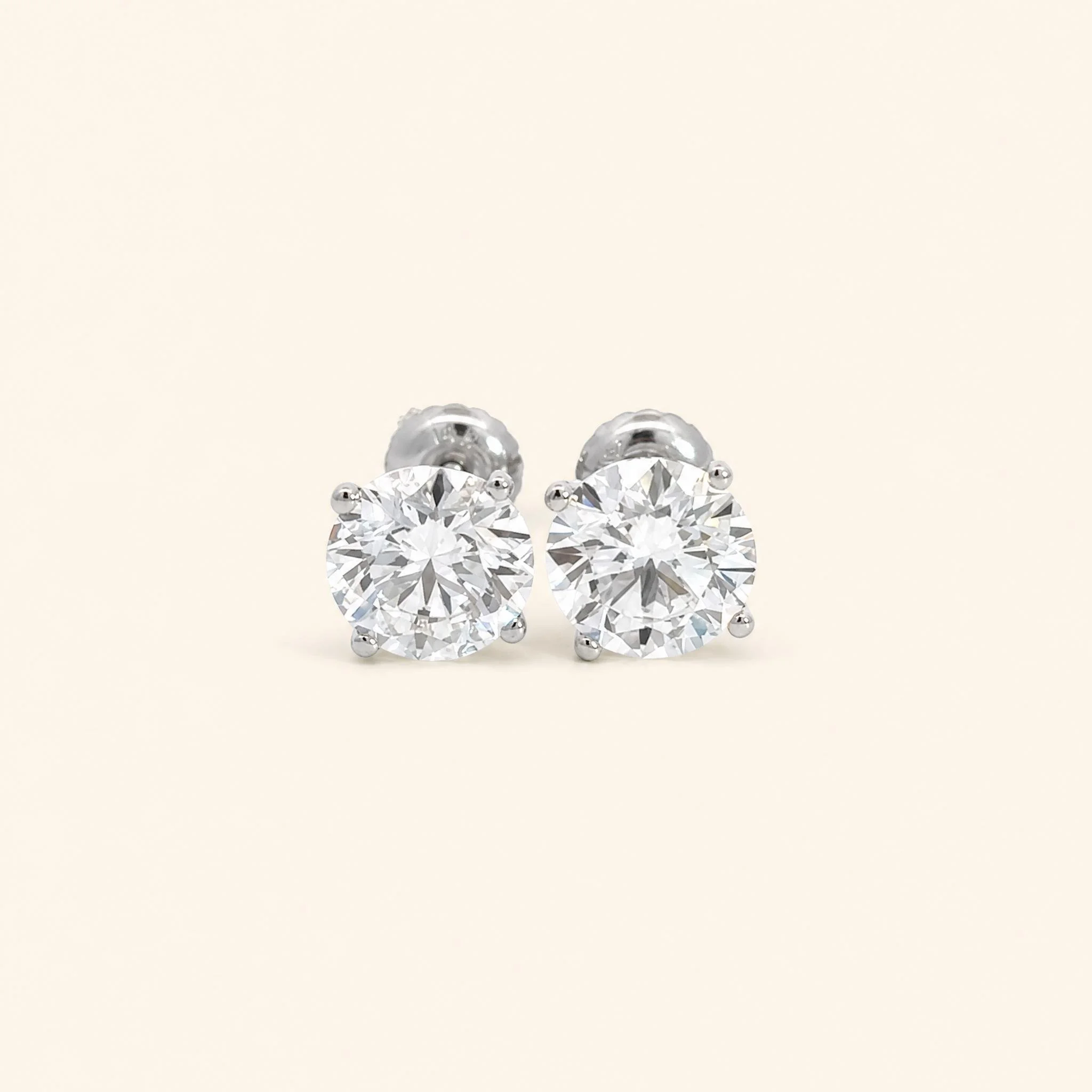 Classic Round Solitaire Stud Earrings