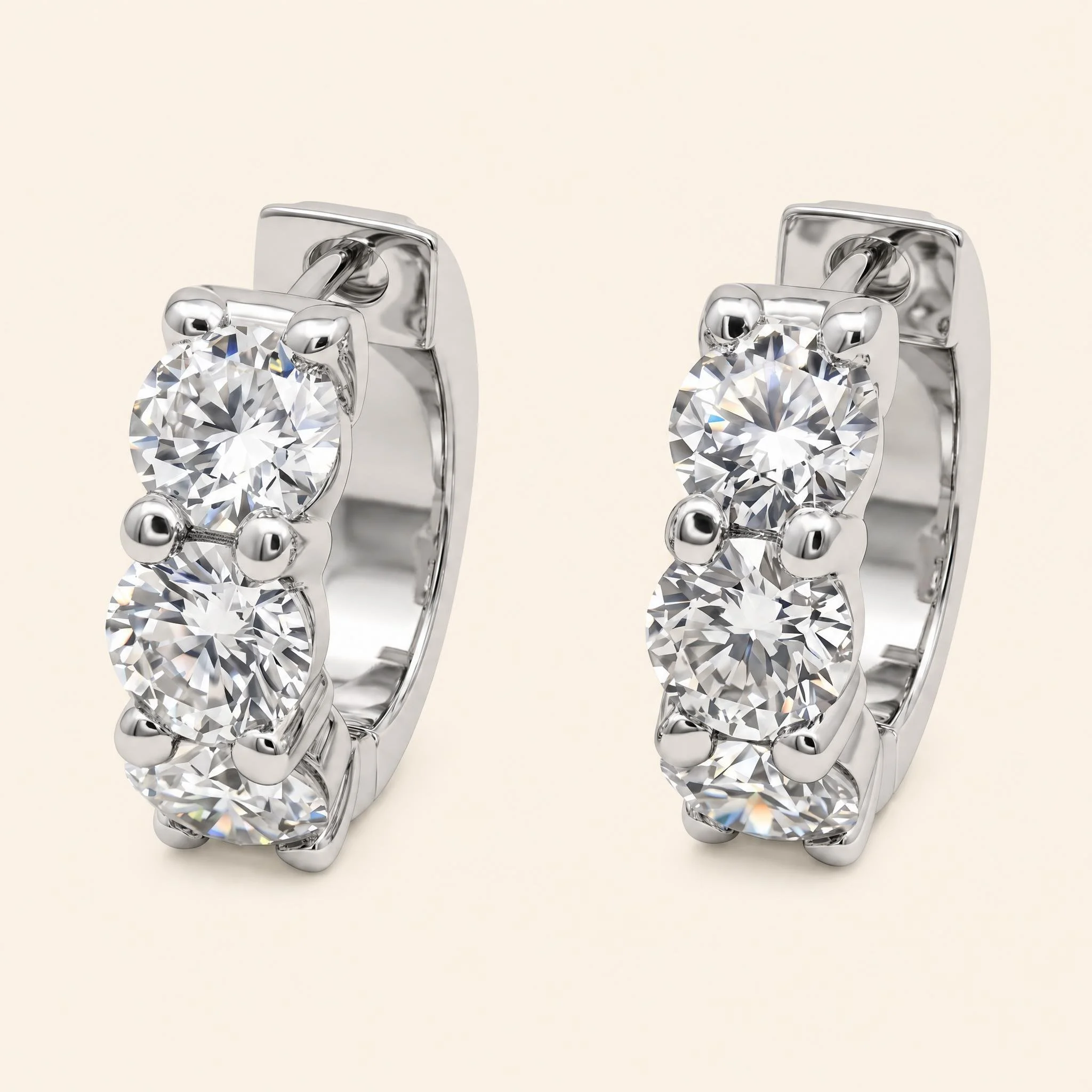 Trio Diamond Huggie Hoops