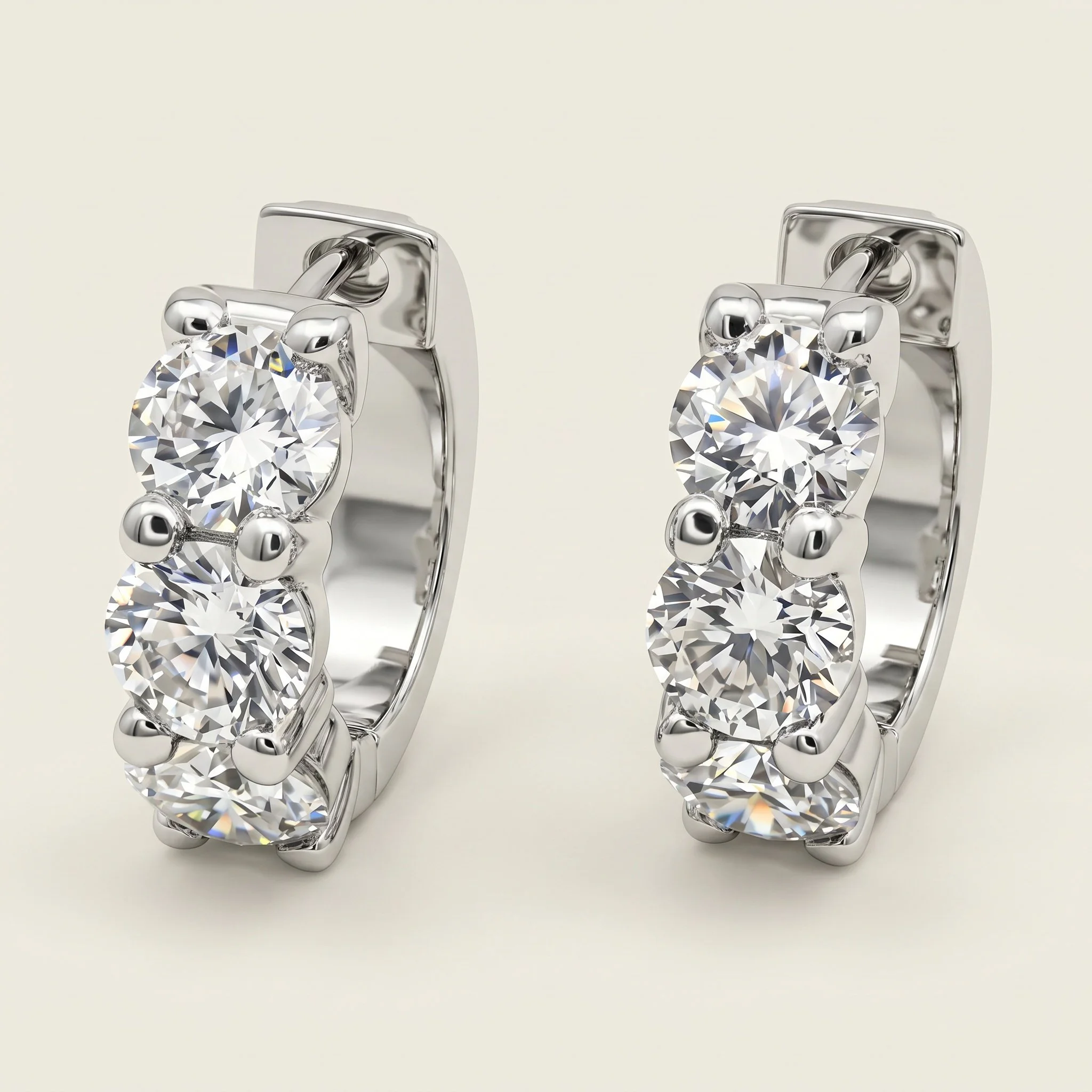 Trio Diamond Huggie Hoops