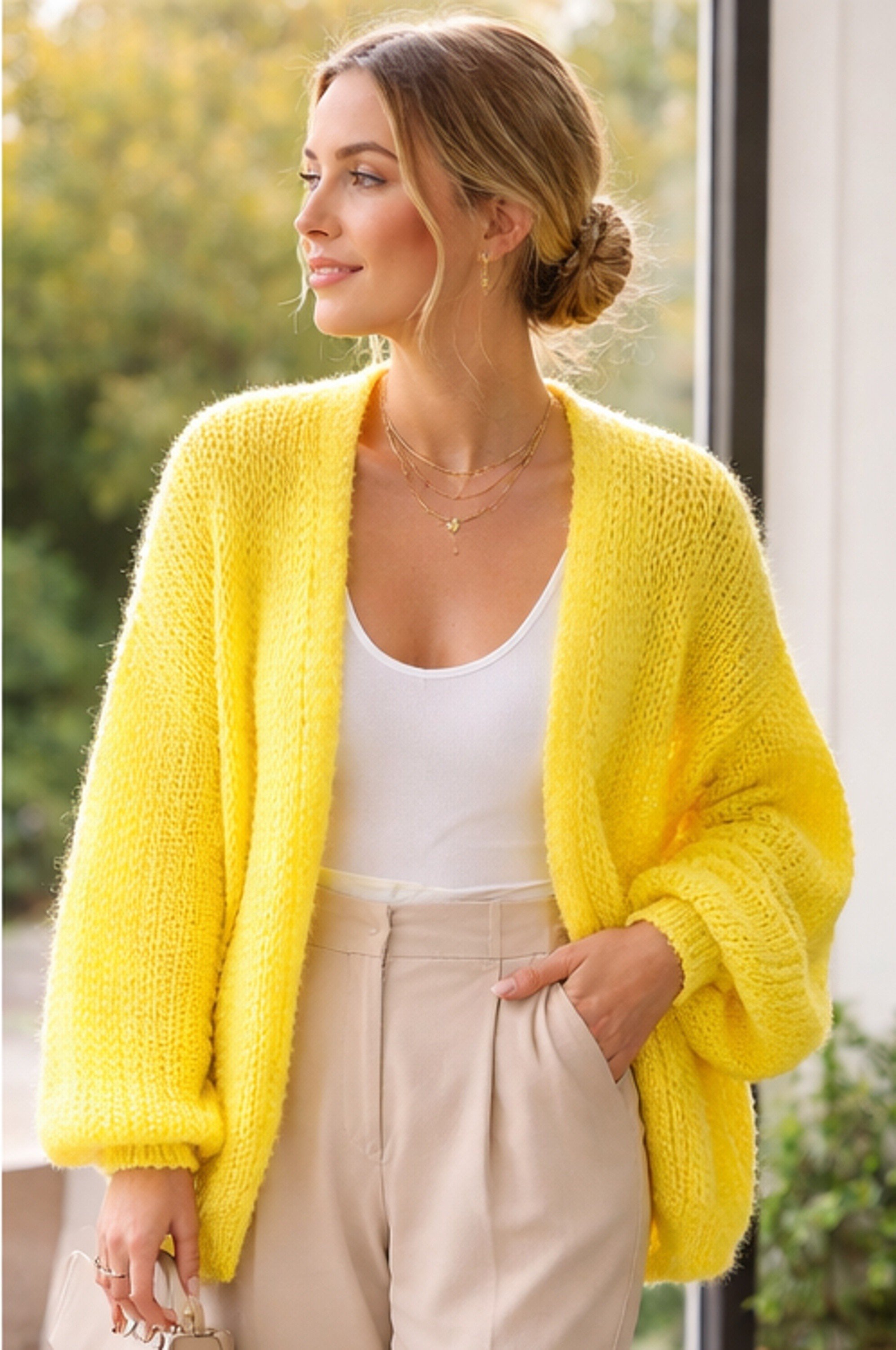 Mohair Sun Light Yellow Knit Cardigan PDF