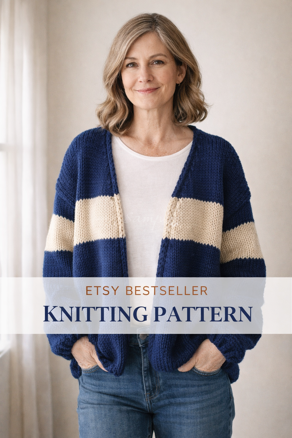 Navy Blue Timeless Knit Cardigan PDF- Cozy and Stylish