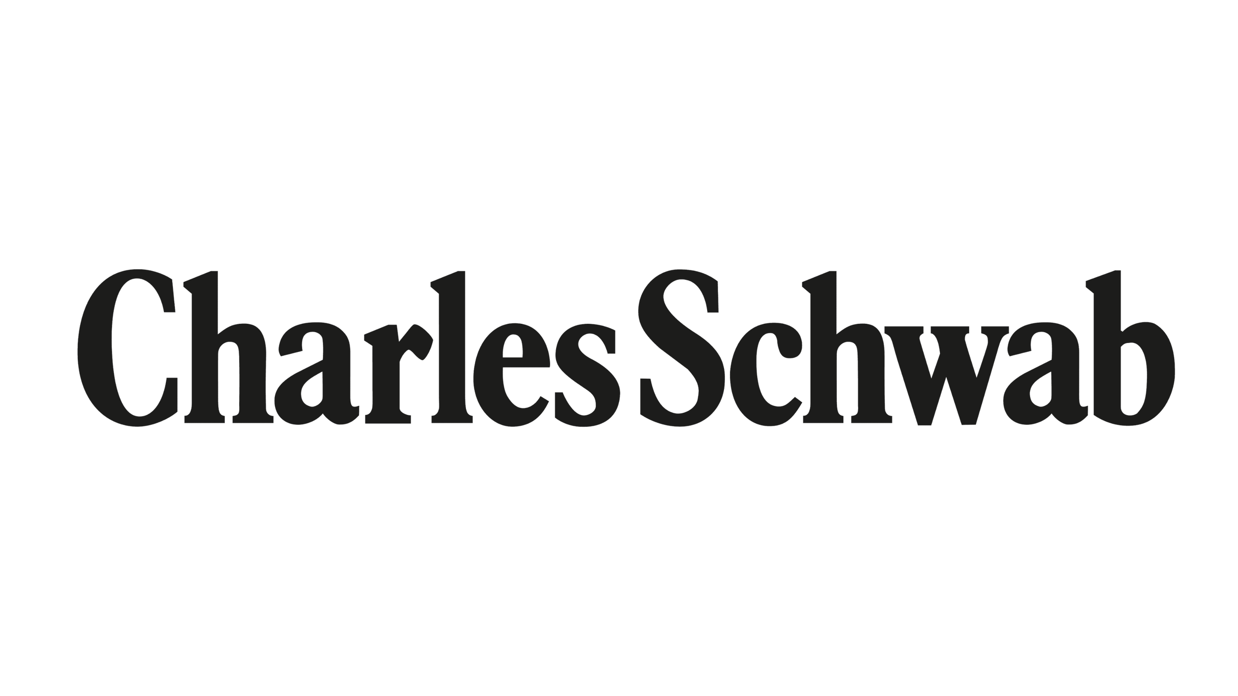 Black background with the text 'CharlesSchwab' in large, gray, bold letters.