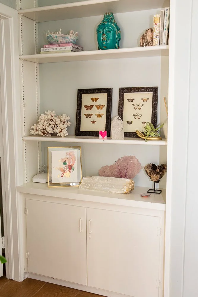 crystal placement on shelves