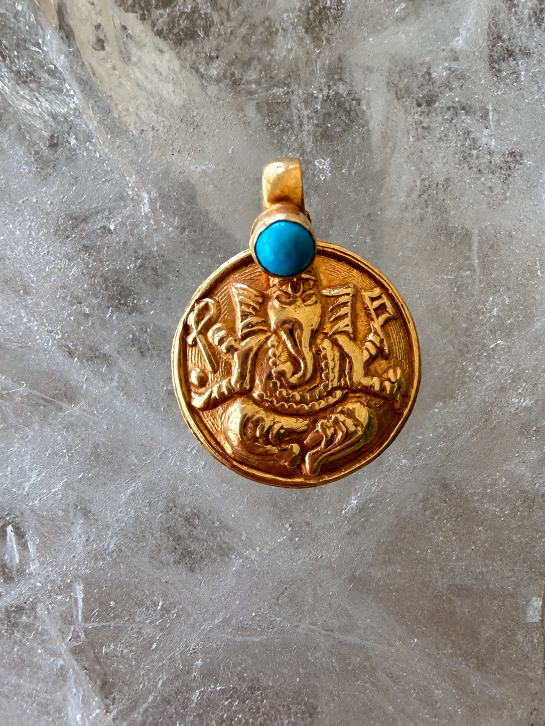 Ganesh gold pendant turq.png