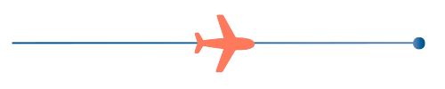 Silhouette of an airplane flying across a blue sky with a distant horizon
