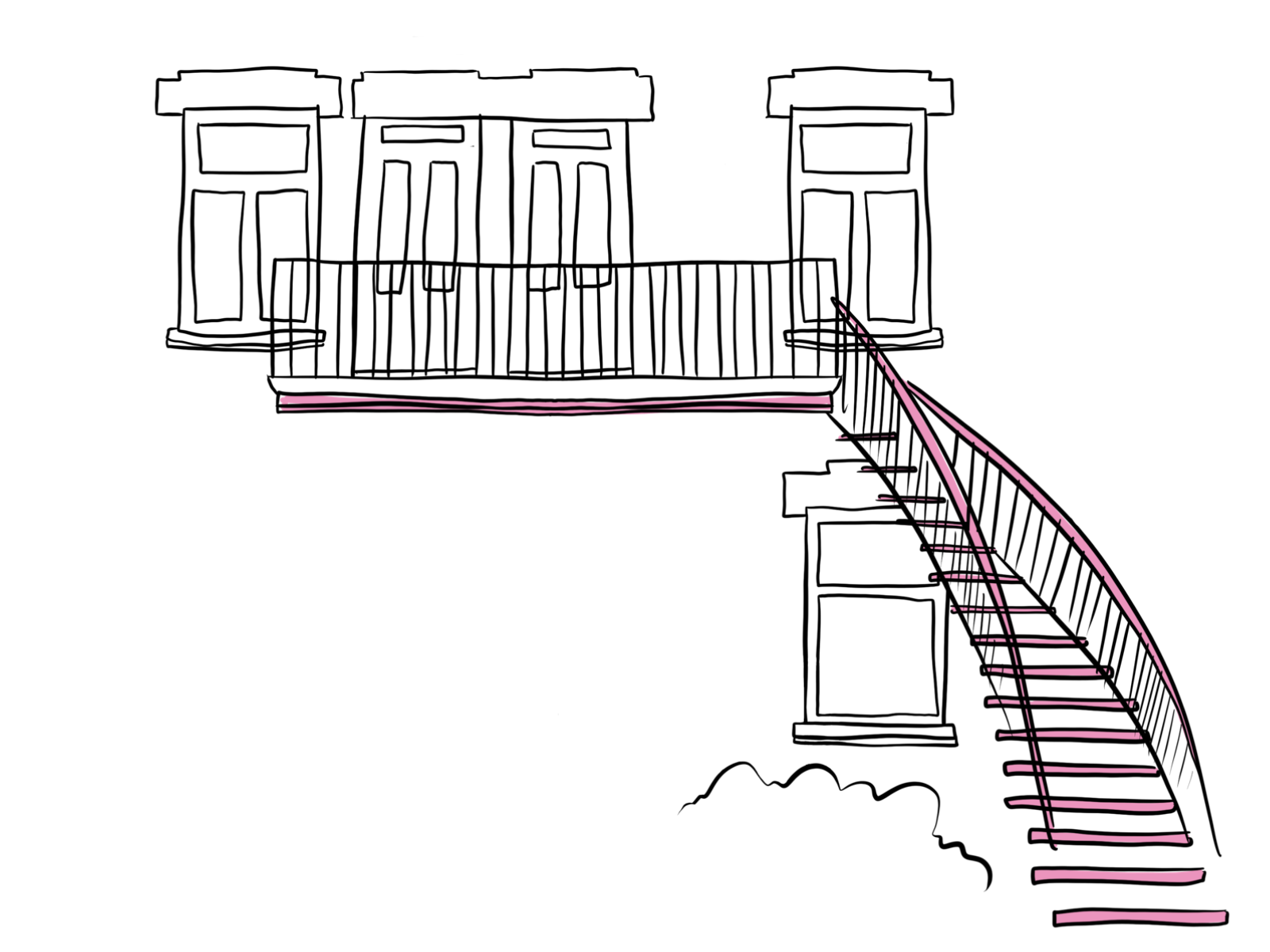 Escalier extérieur de maison symbolisant le passage entre réflexion, décision et responsabilité chez les dirigeants