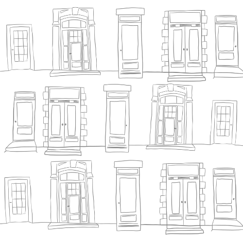 Mosaïque de portes illustrant les regards croisés et les situations réelles partagées entre dirigeants