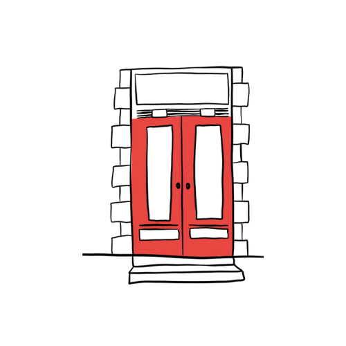 Porte rouge représentant une porte d’entrée vers les différentes interventions de Maison Saint-Denis
