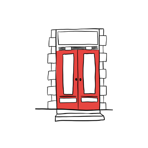 Porte rouge laissant entrevoir la lumière, représentant un moment de recul avant de choisir la suite.