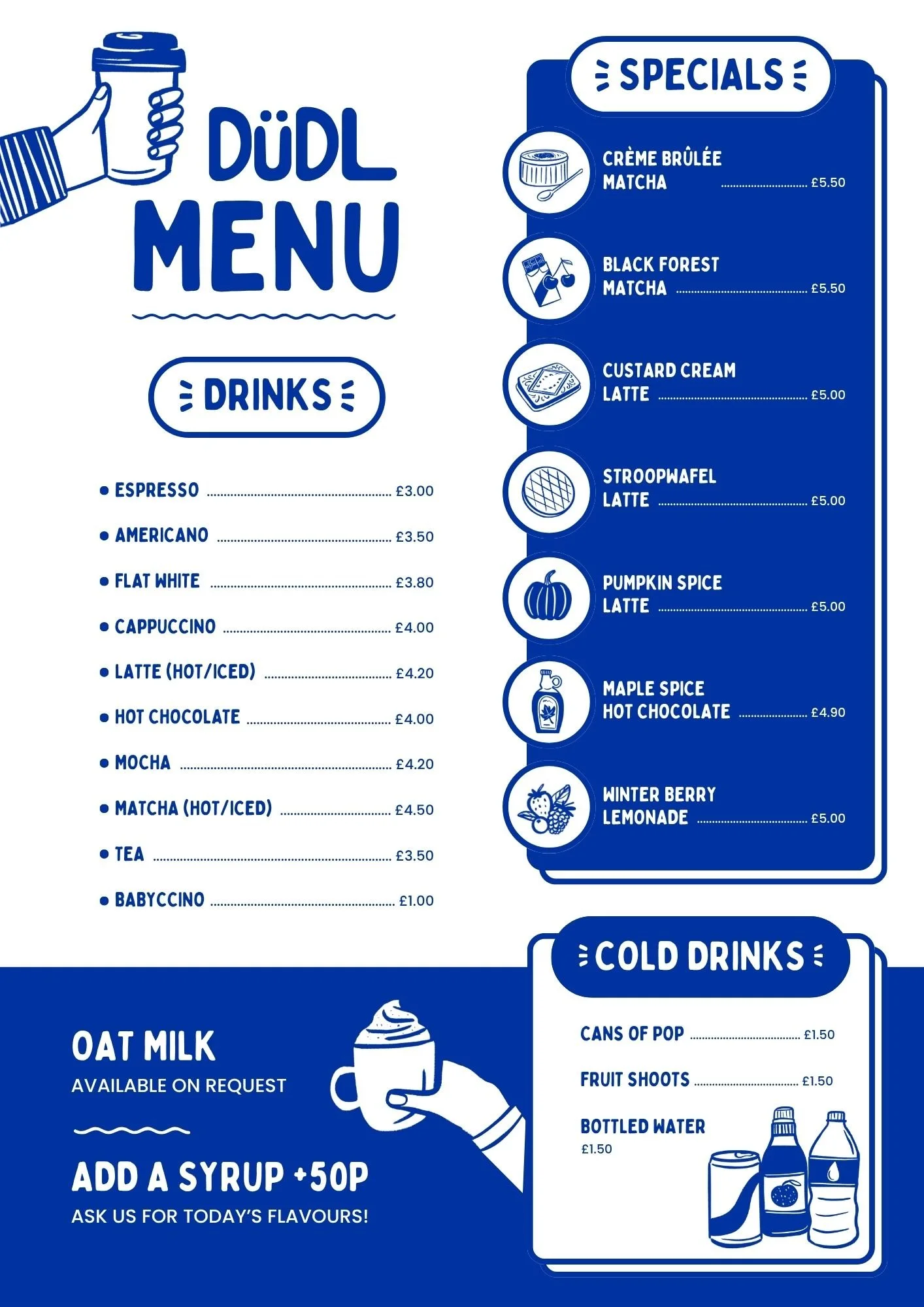 DUDL drinks menu