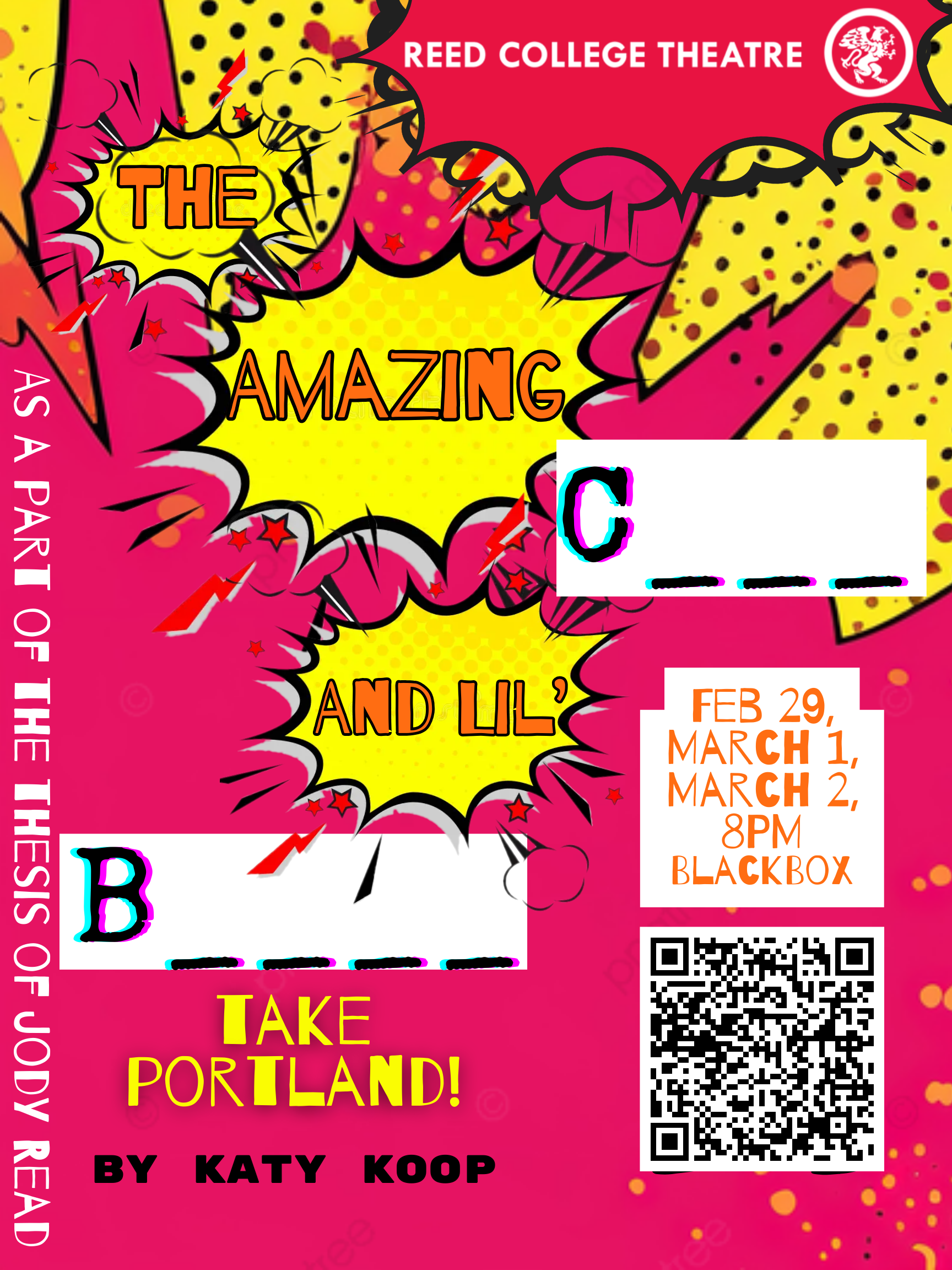 The Amazing Cunt and Lil' Bitch Take Portland! by Katy Koop, event flyer; 2024