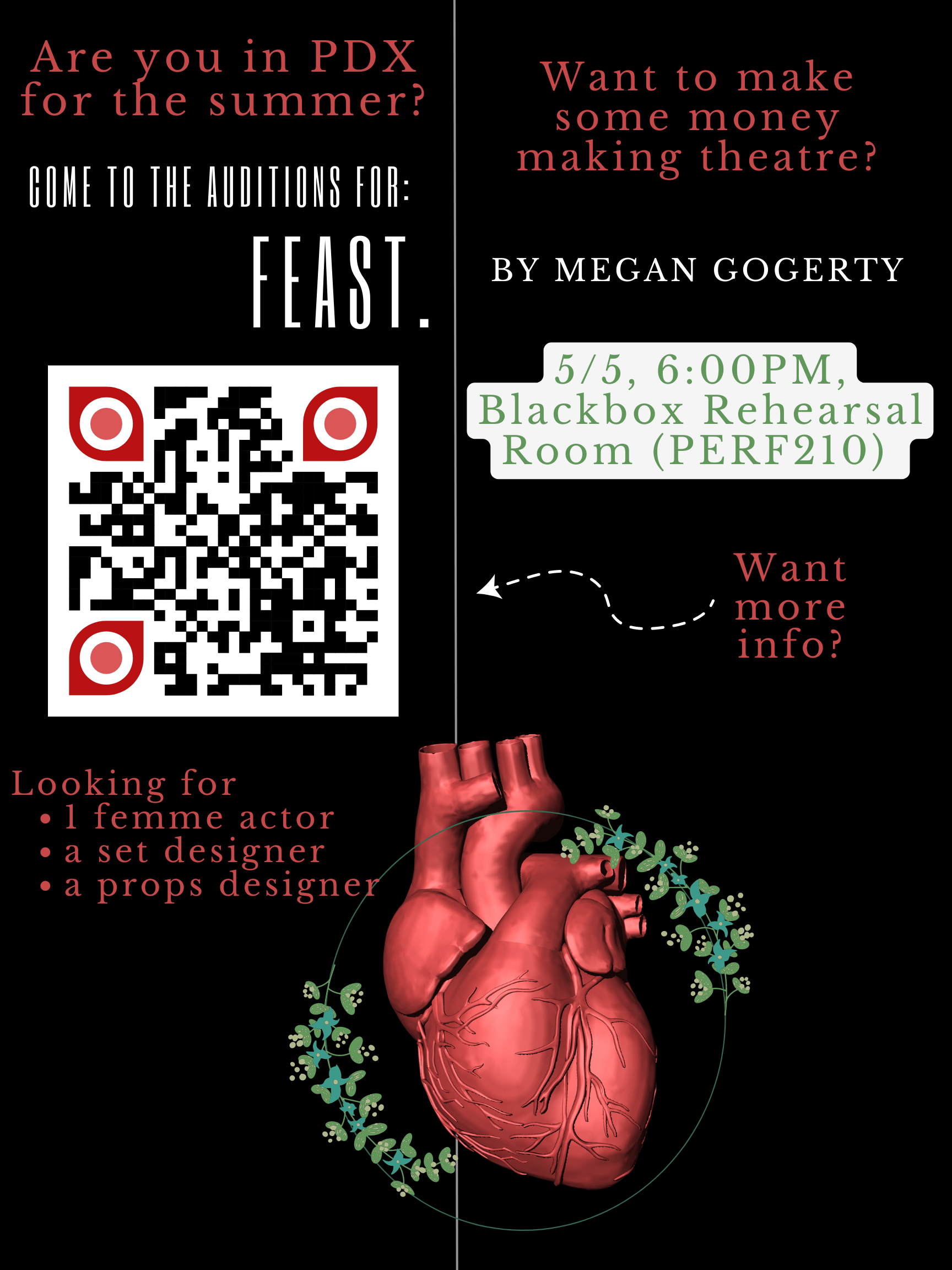 FEAST. by Megan Gogerty, audition flyer; 2023.